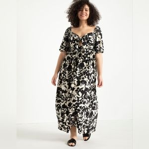 ELOQUII Tie-Front Full Skirt Maxi Dress